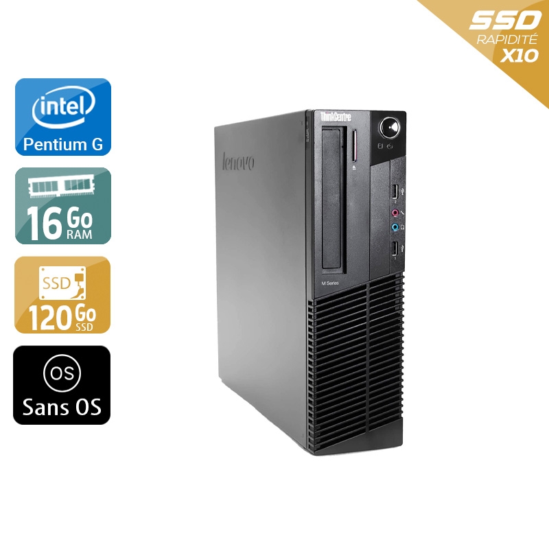 Lenovo ThinkCentre M91 SFF Pentium G Dual Core 16Go RAM 120Go SSD Sans OS