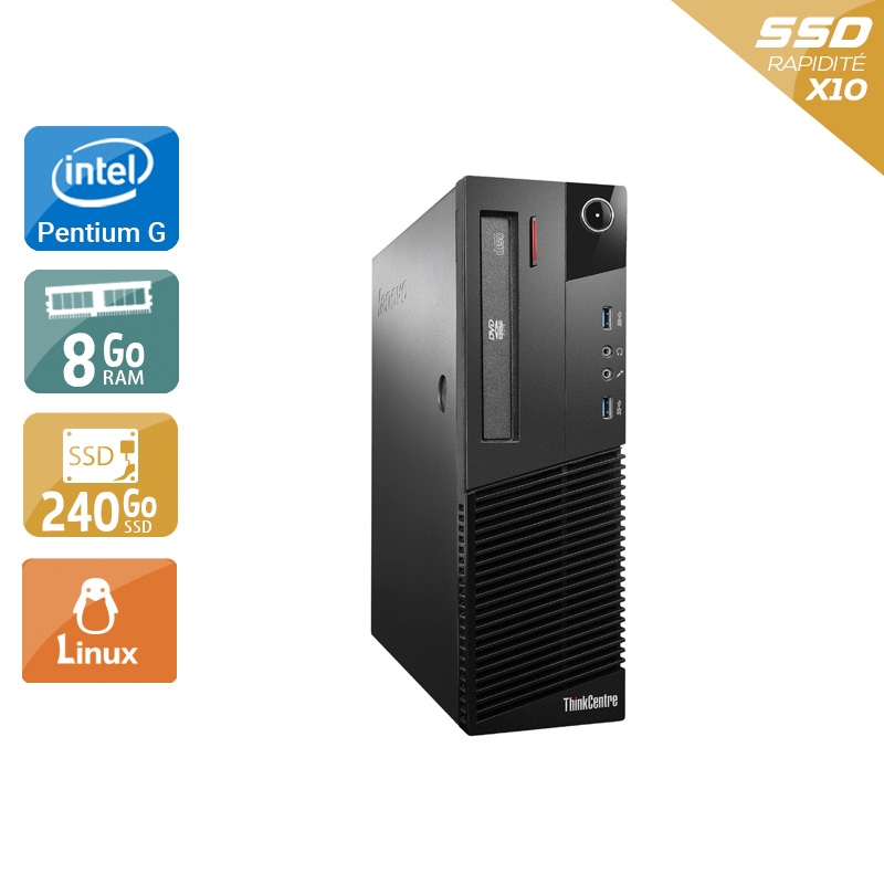 Lenovo ThinkCentre M93 SFF Pentium G Dual Core 8Go RAM 240Go SSD Linux
