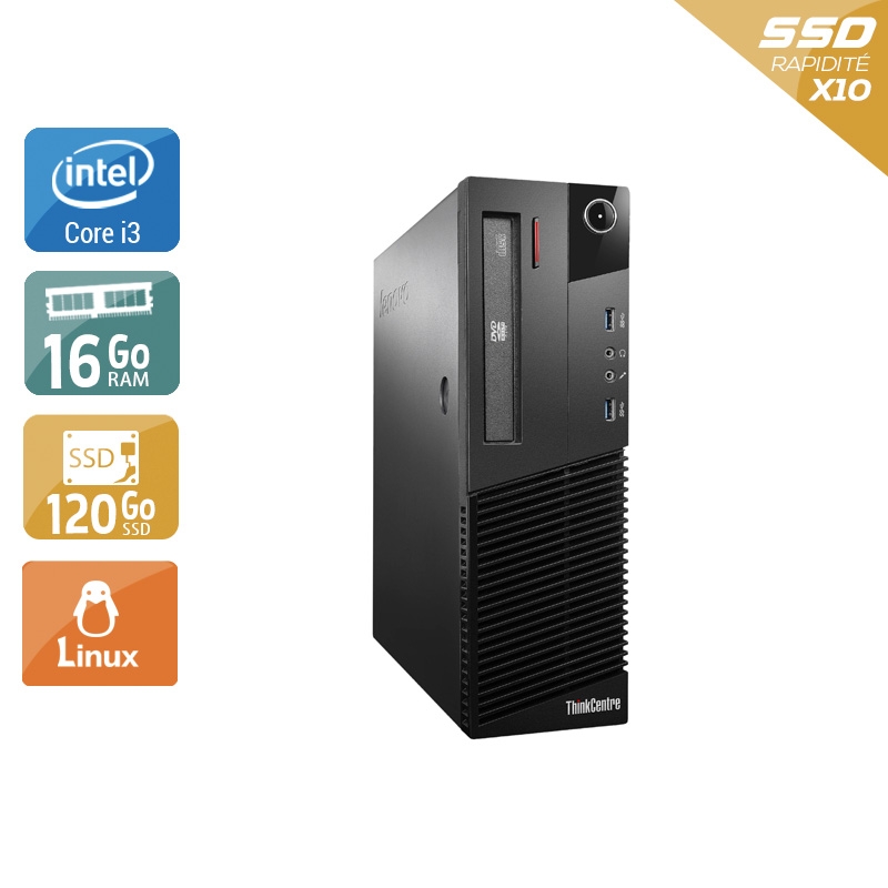 Lenovo ThinkCentre M93 SFF i3 16Go RAM 120Go SSD Linux