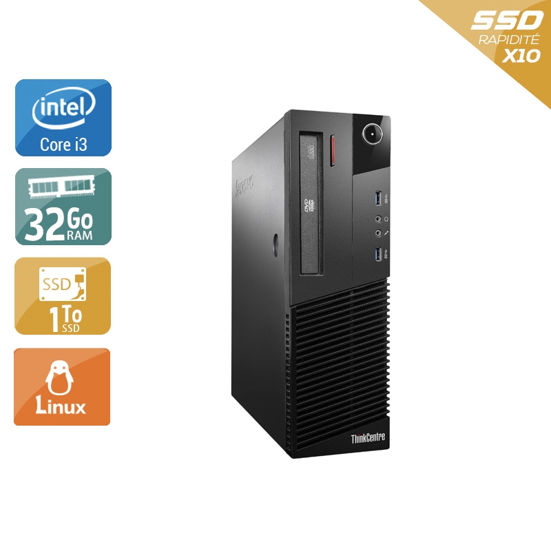 Lenovo ThinkCentre M93 SFF i3 32Go RAM 1To SSD Linux