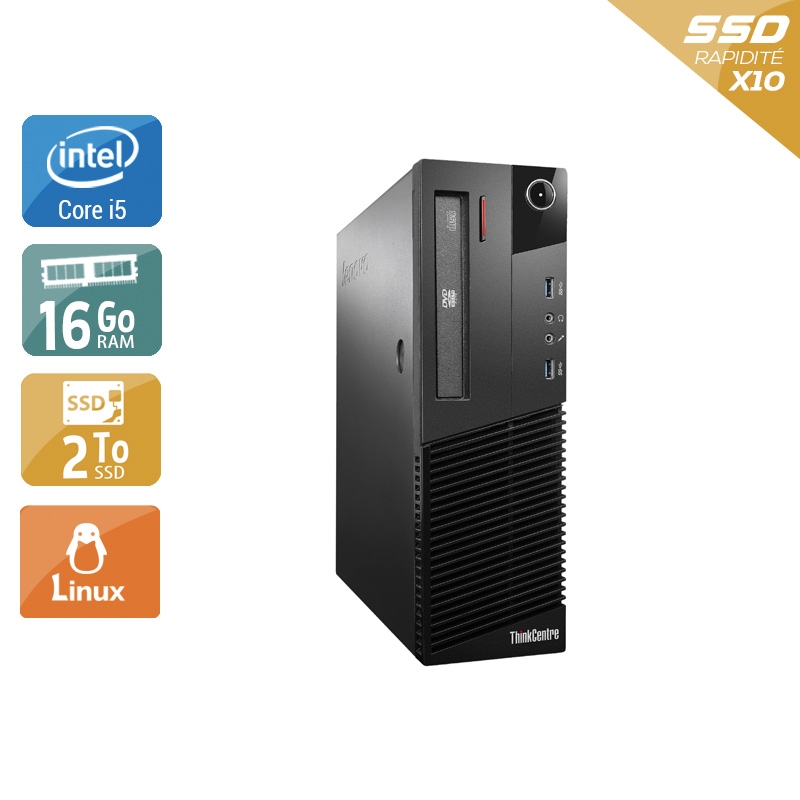 Lenovo ThinkCentre M93 SFF i5 16Go RAM 2To SSD Linux