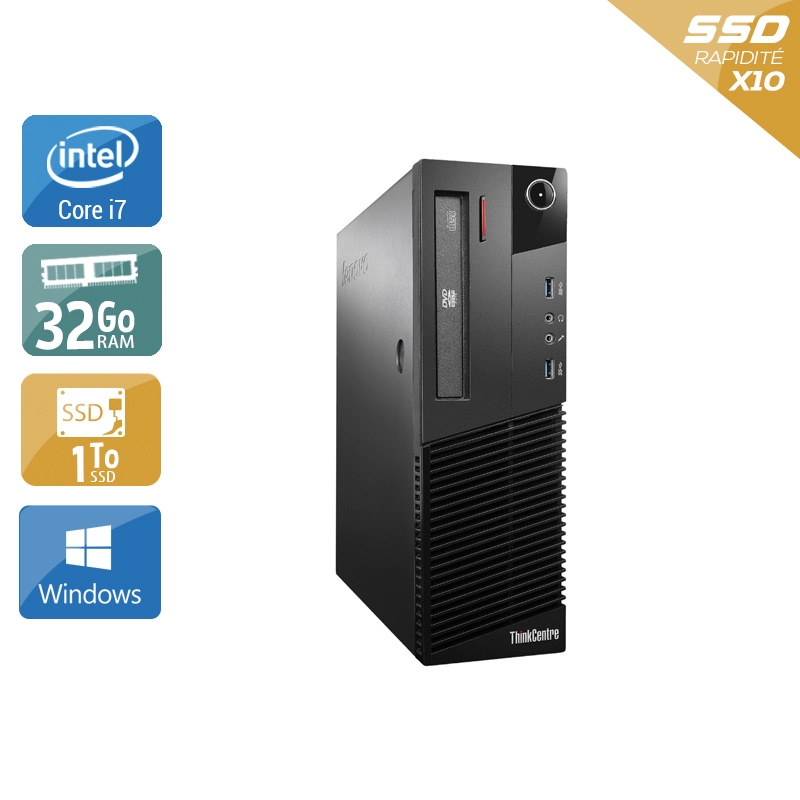 Lenovo ThinkCentre M93 SFF i7 32Go RAM 1To SSD Windows 10