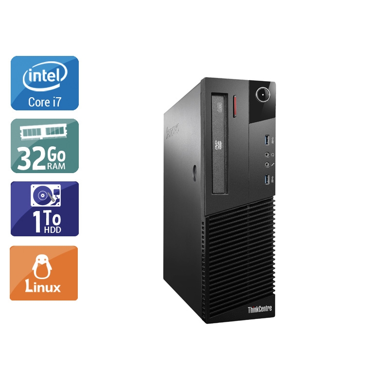 Lenovo ThinkCentre M93 SFF i7 32Go RAM 1To HDD Linux
