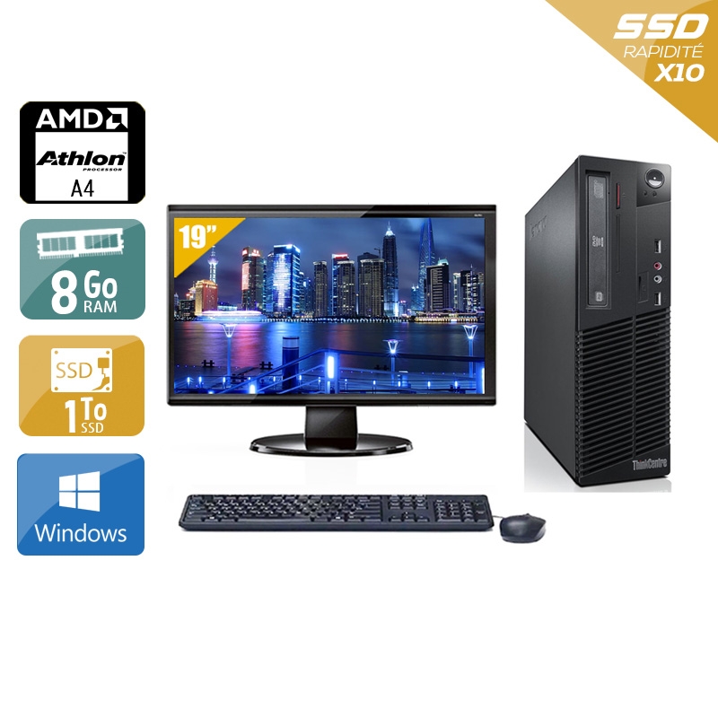 Lenovo ThinkCentre M78 SFF AMD A4 avec Écran 19 pouces 8Go RAM 1To SSD Windows 10
