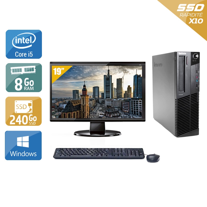 Lenovo ThinkCentre M83 SFF i5 avec Écran 19 pouces 8Go RAM 240Go SSD Windows 10