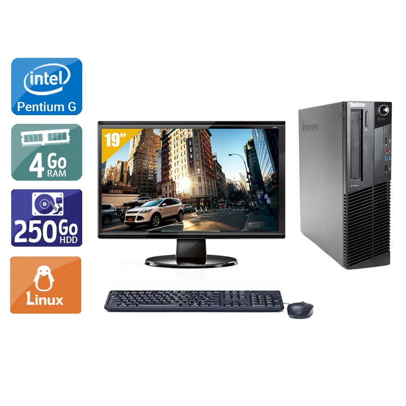 Lenovo ThinkCentre M91 SFF Pentium G Dual Core avec Écran 19 pouces 4Go RAM 250Go HDD Linux