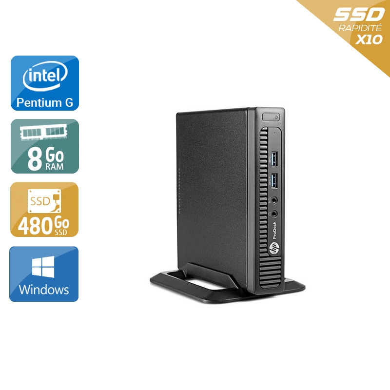 HP ProDesk 600 G1 TINY Pentium G Dual Core 8Go RAM 480Go SSD Windows 10