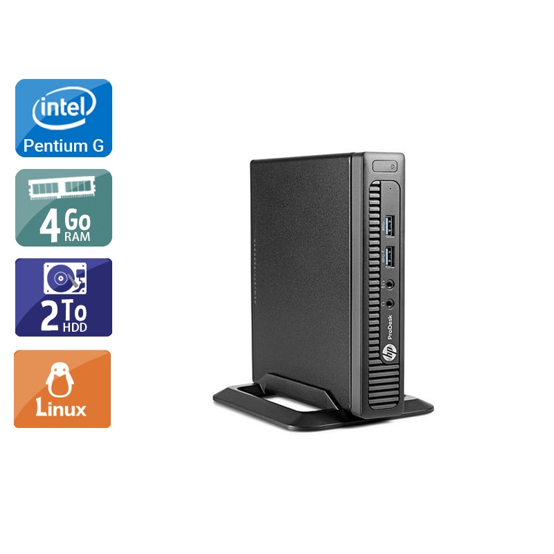 HP ProDesk 600 G1 TINY Pentium G Dual Core 4Go RAM 2To HDD Linux