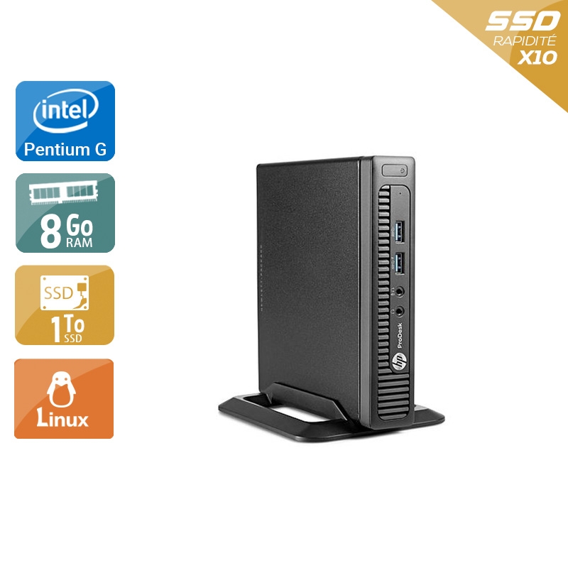 HP ProDesk 600 G1 TINY Pentium G Dual Core 8Go RAM 1To SSD Linux