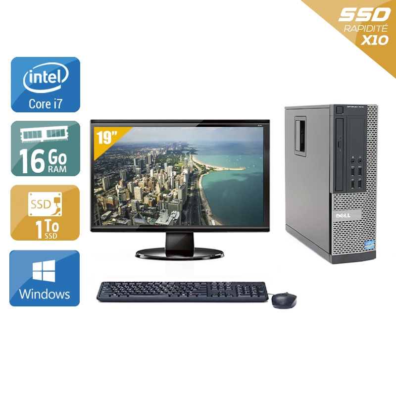 Dell Optiplex 990 SFF i7 avec Écran 19 pouces 16Go RAM 1To SSD Windows 10