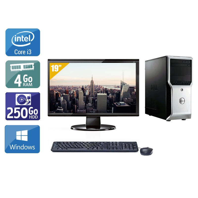 Dell Précision T1500 Tower i3 avec Écran 19 pouces 4Go RAM 250Go HDD Windows 10