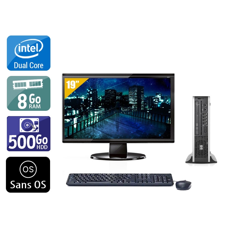 HP Compaq Elite 8000 USDT Dual Core avec Écran 19 pouces 8Go RAM 250Go HDD Sans OS