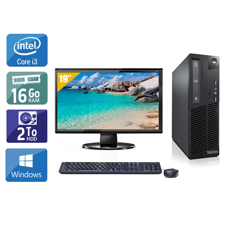 Lenovo ThinkCentre M81 SFF i3 avec Écran 19 pouces 16Go RAM 2To HDD Windows 10