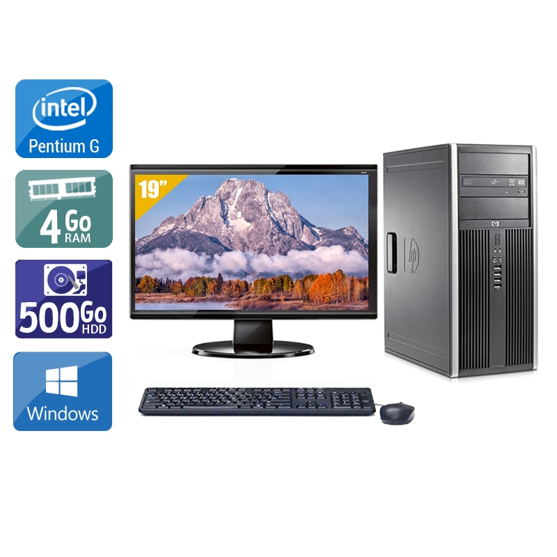 HP Compaq dc5700 Tower Pentium G Dual Core avec Écran 19 pouces 4Go RAM 500Go HDD Windows 10