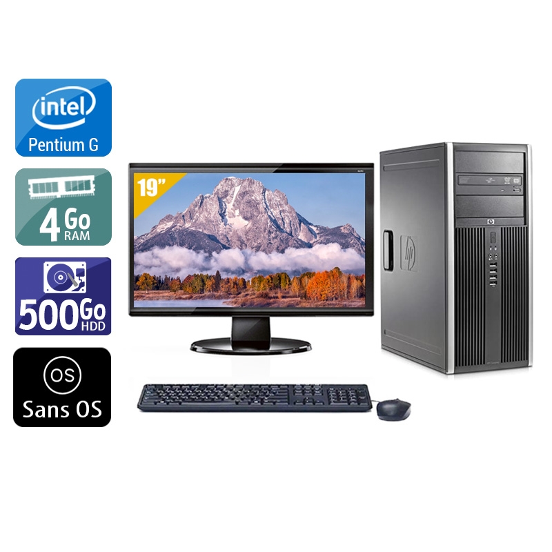 HP Compaq dc5700 Tower Pentium G Dual Core avec Écran 19 pouces 4Go RAM 500Go HDD Sans OS