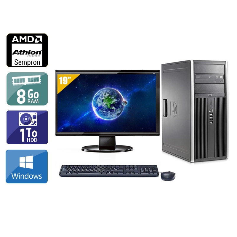 HP Compaq dc5750 Tower AMD Sempron avec Écran 19 pouces 8Go RAM 1To HDD Windows 10