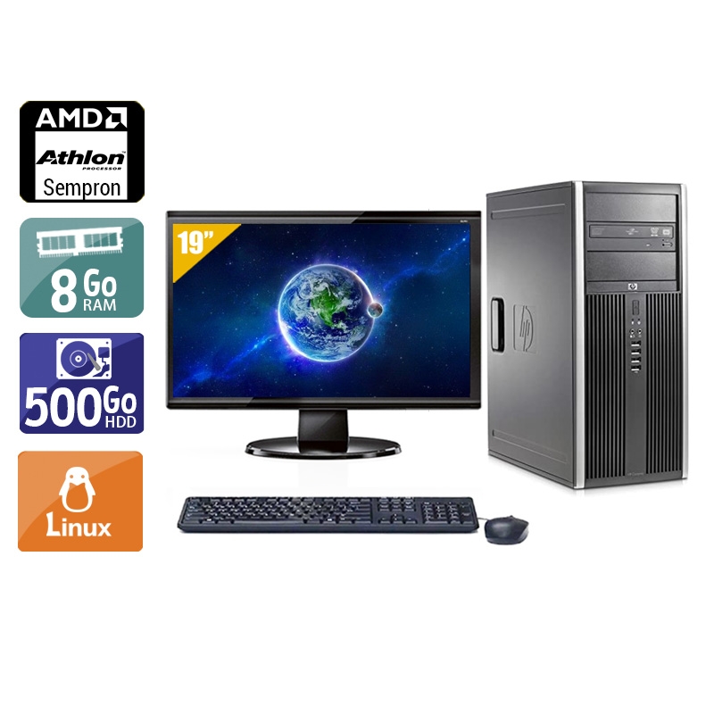 HP Compaq dc5750 Tower AMD Sempron avec Écran 19 pouces 8Go RAM 500Go HDD Linux