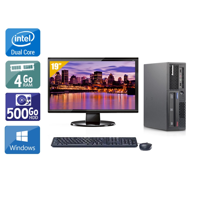 Lenovo ThinkCentre M58 USFF Dual Core avec Écran 19 pouces 4Go RAM 500Go HDD Windows 10