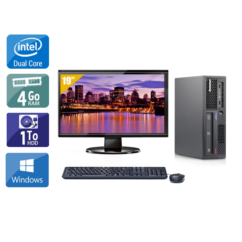 Lenovo ThinkCentre M58 USFF Dual Core avec Écran 19 pouces 4Go RAM 1To HDD Windows 10
