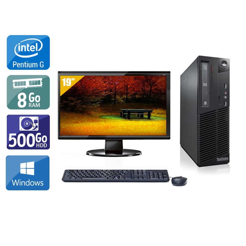 Lenovo ThinkCentre M71 SFF Pentium G Dual Core avec Écran 19 pouces 8Go RAM 500Go HDD Windows 10