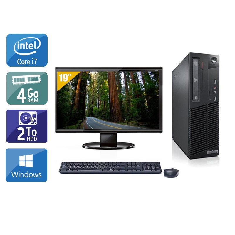 Lenovo ThinkCentre M71 SFF i7 avec Écran 19 pouces 4Go RAM 2To HDD Windows 10