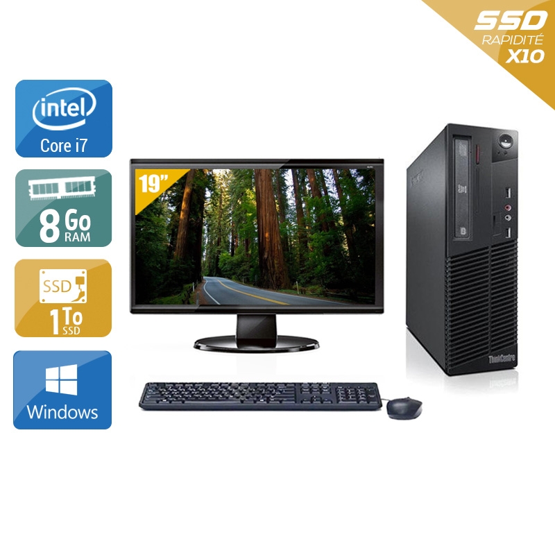 Lenovo ThinkCentre M71 SFF i7 avec Écran 19 pouces 8Go RAM 1To SSD Windows 10