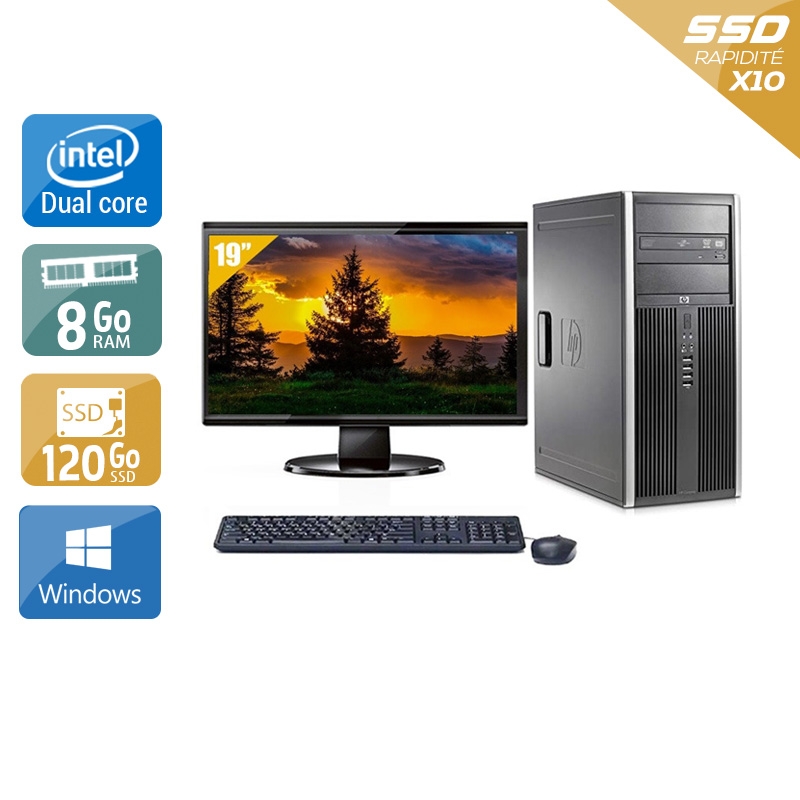 HP Compaq dc5800 Tower Dual Core avec Écran 19 pouces 8Go RAM 120Go SSD Windows 10