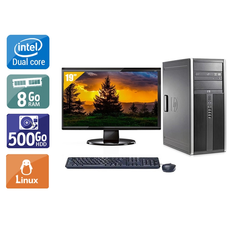 HP Compaq dc5800 Tower Dual Core avec Écran 19 pouces 8Go RAM 500Go HDD Linux