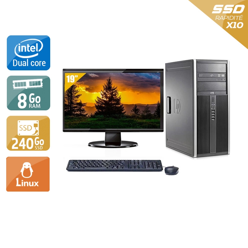 HP Compaq dc5800 Tower Dual Core avec Écran 19 pouces 8Go RAM 240Go SSD Linux