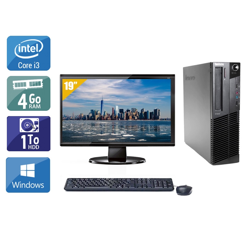 Lenovo ThinkCentre M91 USFF i3 avec Écran 19 pouces 4Go RAM 1To HDD Windows 10