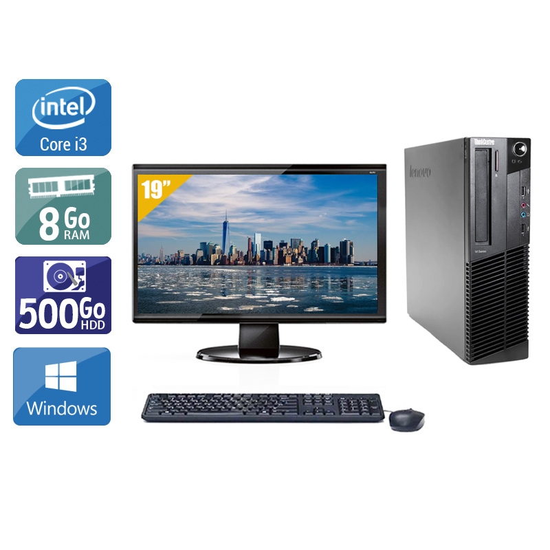 Lenovo ThinkCentre M91 USFF i3 avec Écran 19 pouces 8Go RAM 500Go HDD Windows 10