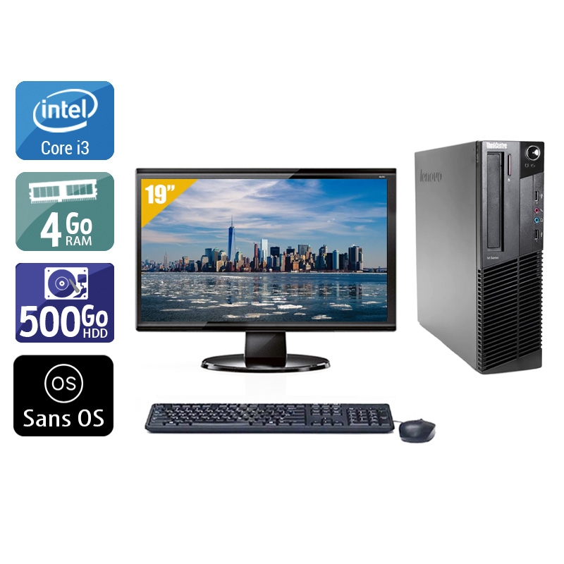 Lenovo ThinkCentre M91 USFF i3 avec Écran 19 pouces 4Go RAM 500Go HDD Sans OS