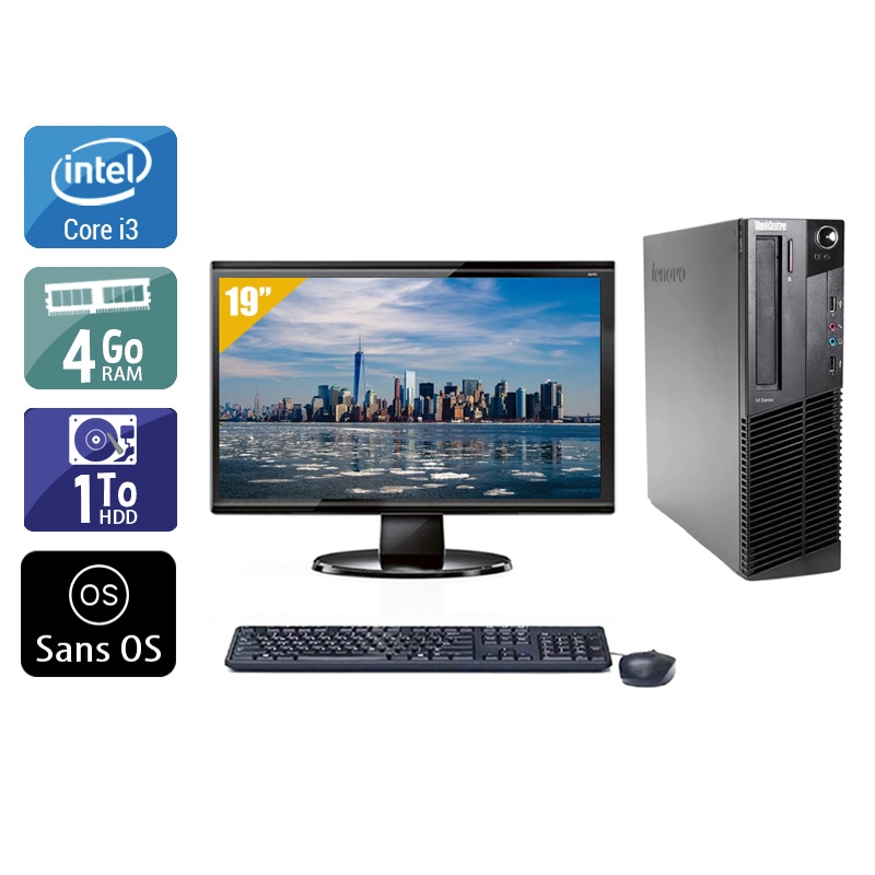 Lenovo ThinkCentre M91 USFF i3 avec Écran 19 pouces 4Go RAM 1To HDD Sans OS