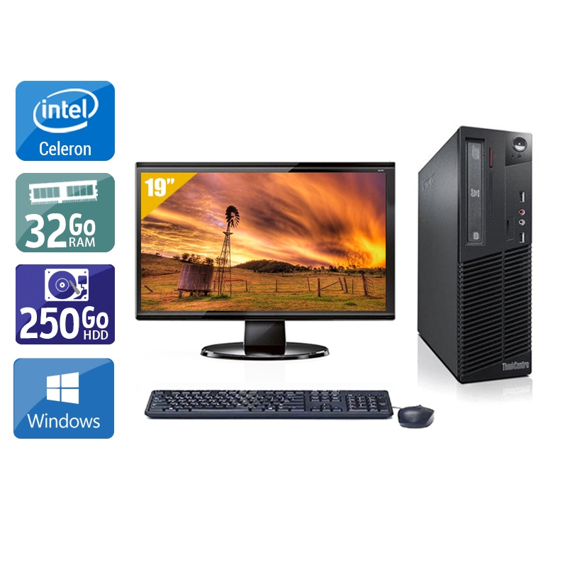 Lenovo ThinkCentre M82 SFF Celeron Dual Core avec Écran 19 pouces 32Go RAM 250Go HDD Windows 10