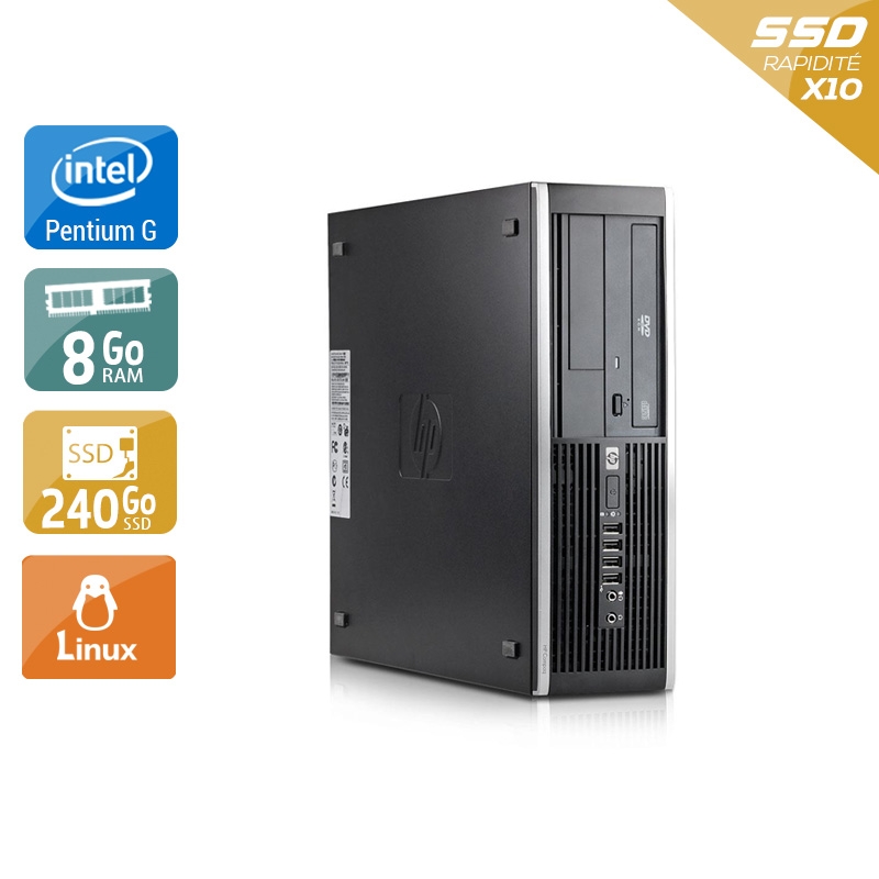 HP Compaq Elite 8100 SFF Pentium G Dual Core 8Go RAM 240Go SSD Linux