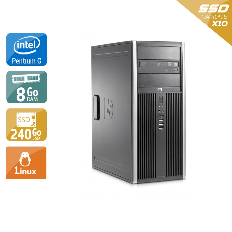 HP Compaq Elite 8100 Tower Pentium G Dual Core 8Go RAM 240Go SSD Linux
