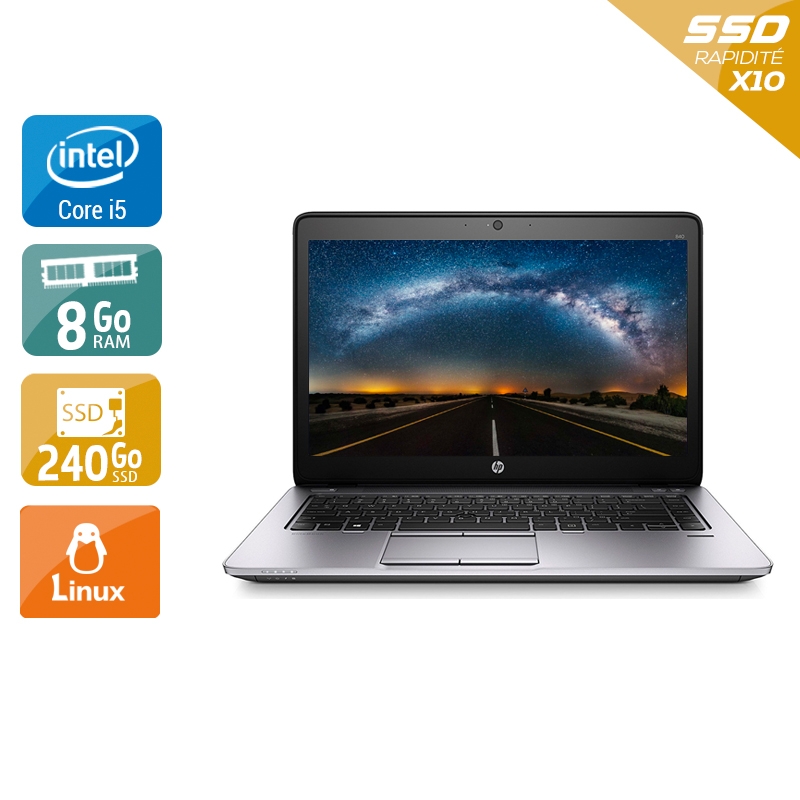 HP Elitebook 840 G2 i5 8Go RAM 240Go SSD Linux