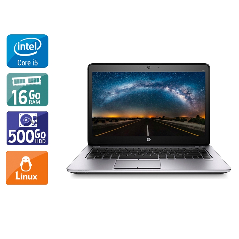HP Elitebook 840 G2 i5 16Go RAM 500Go HDD Linux