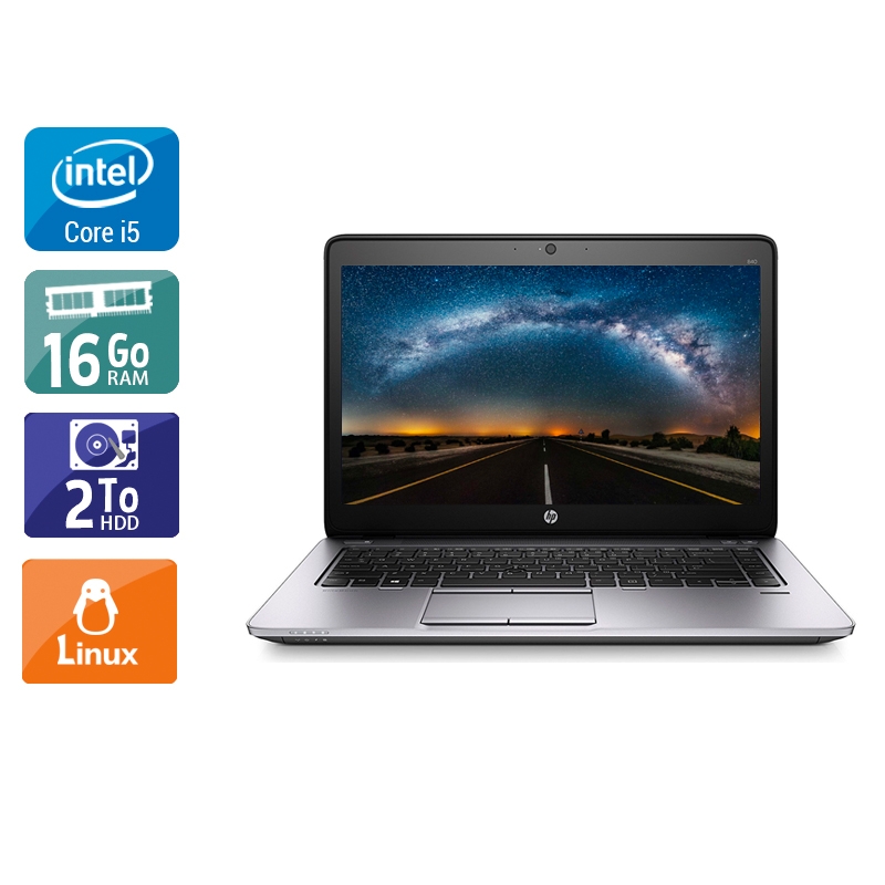 HP Elitebook 840 G2 i5 16Go RAM 2To HDD Linux