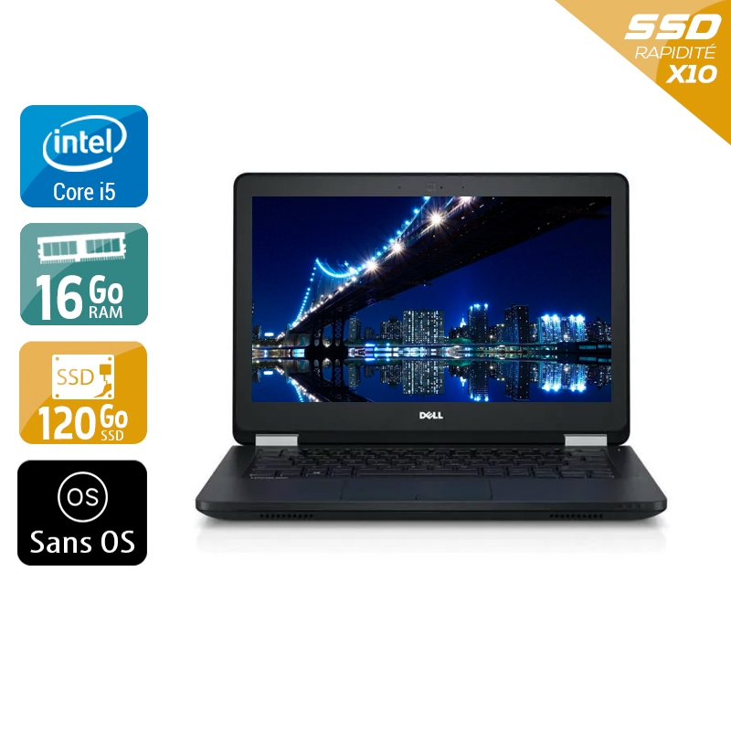 Dell Latitude E5270 i5 Gen 6 16Go RAM 120Go SSD Sans OS