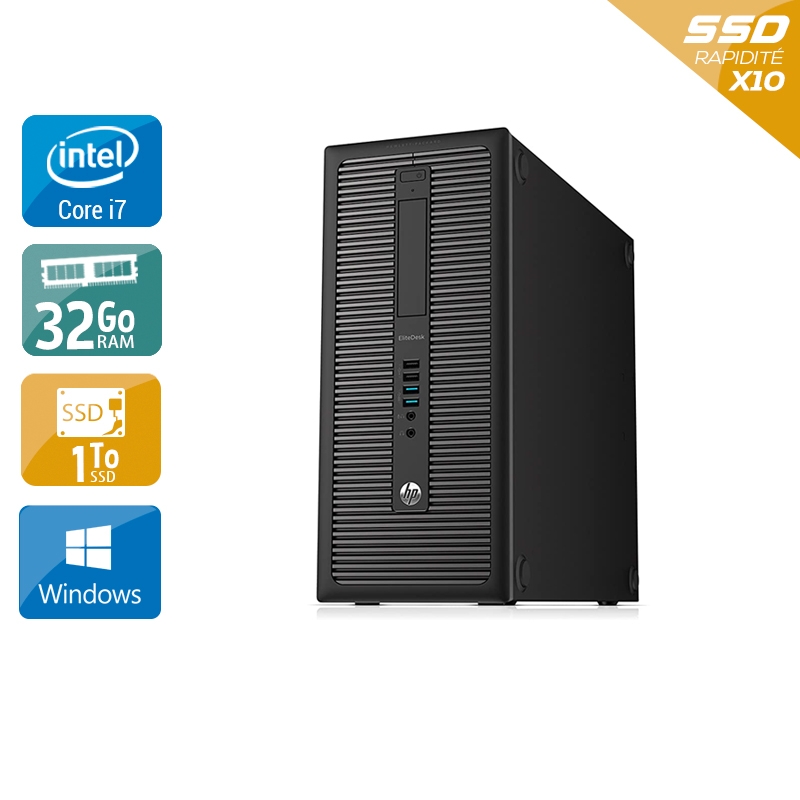 HP EliteDesk 800 G1 Tower i7 32Go RAM 1To SSD Windows 10