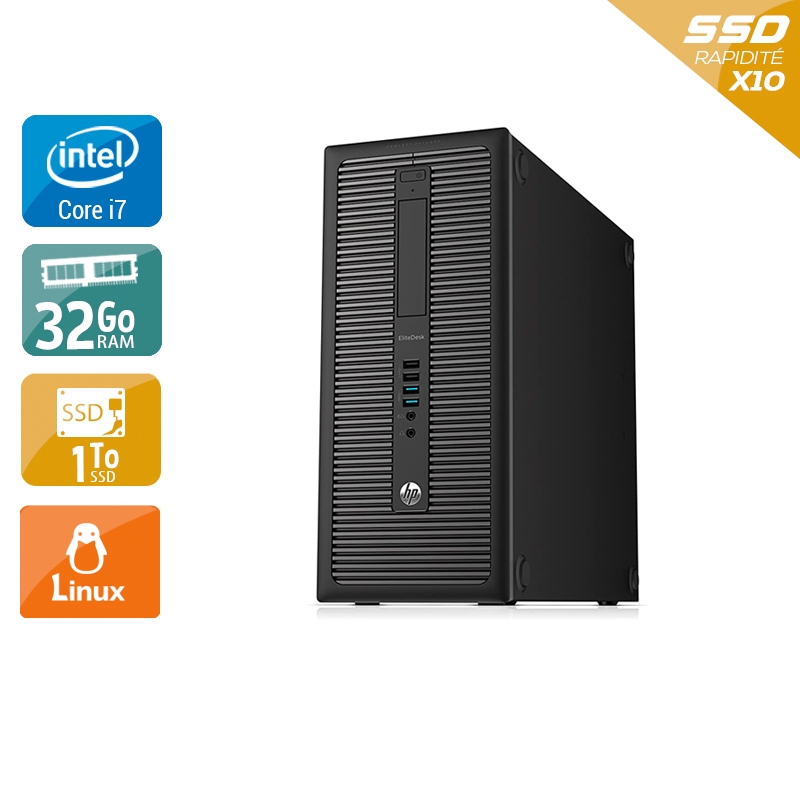 HP EliteDesk 800 G1 Tower i7 32Go RAM 2To SSD Linux