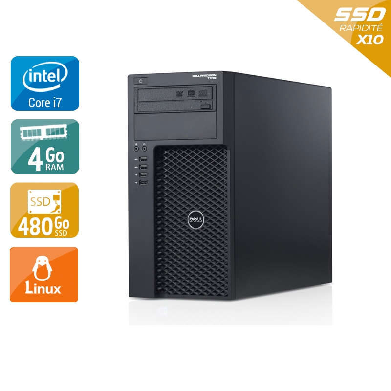Dell Precision T1700 Tower i7 4Go RAM 480Go SSD Linux