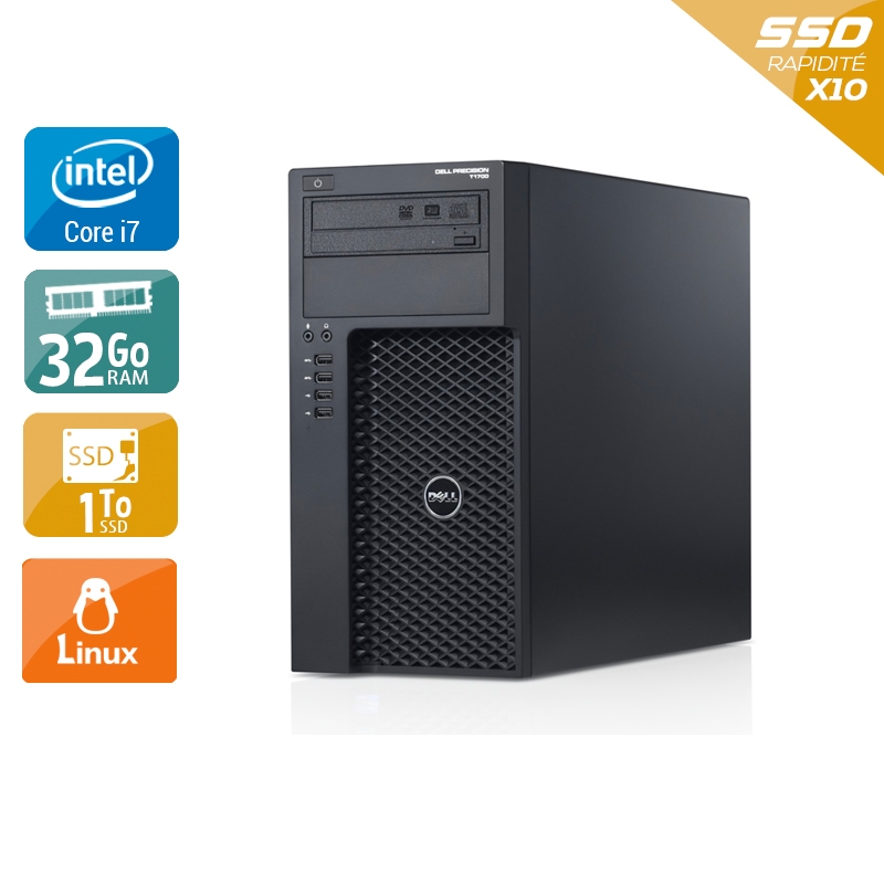 Dell Precision T1700 Tower i7 32Go RAM 1To SSD Linux