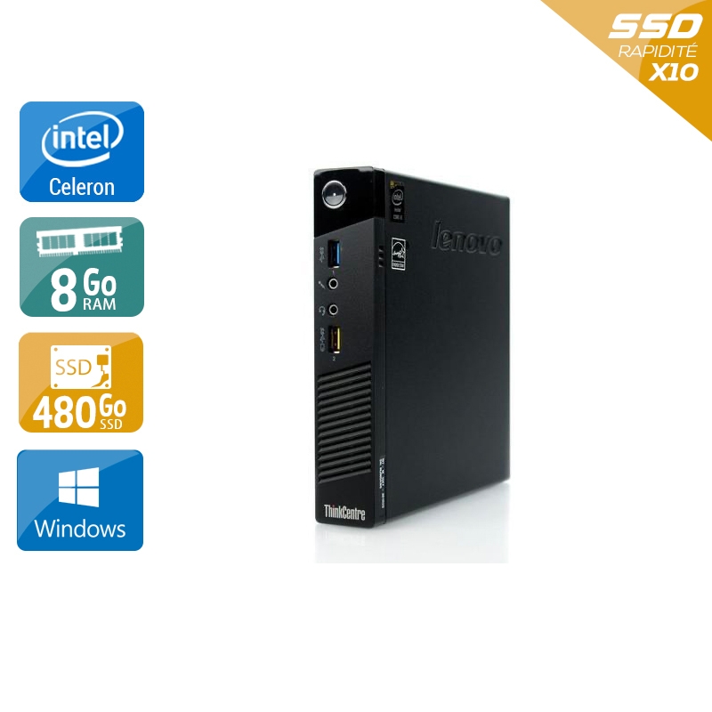 Lenovo ThinkCentre M73 Tiny Celeron Dual Core 8Go RAM 480Go SSD Windows 10