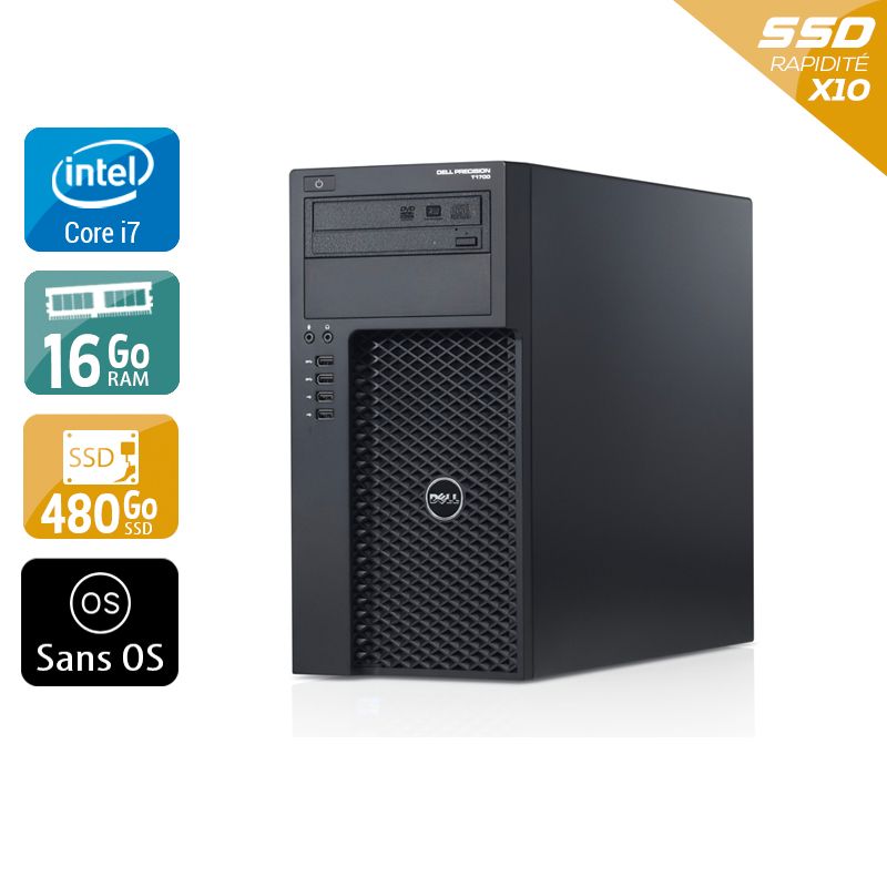 Dell Precision T1700 Tower i7 - 16Go RAM 480Go SSD Sans OS