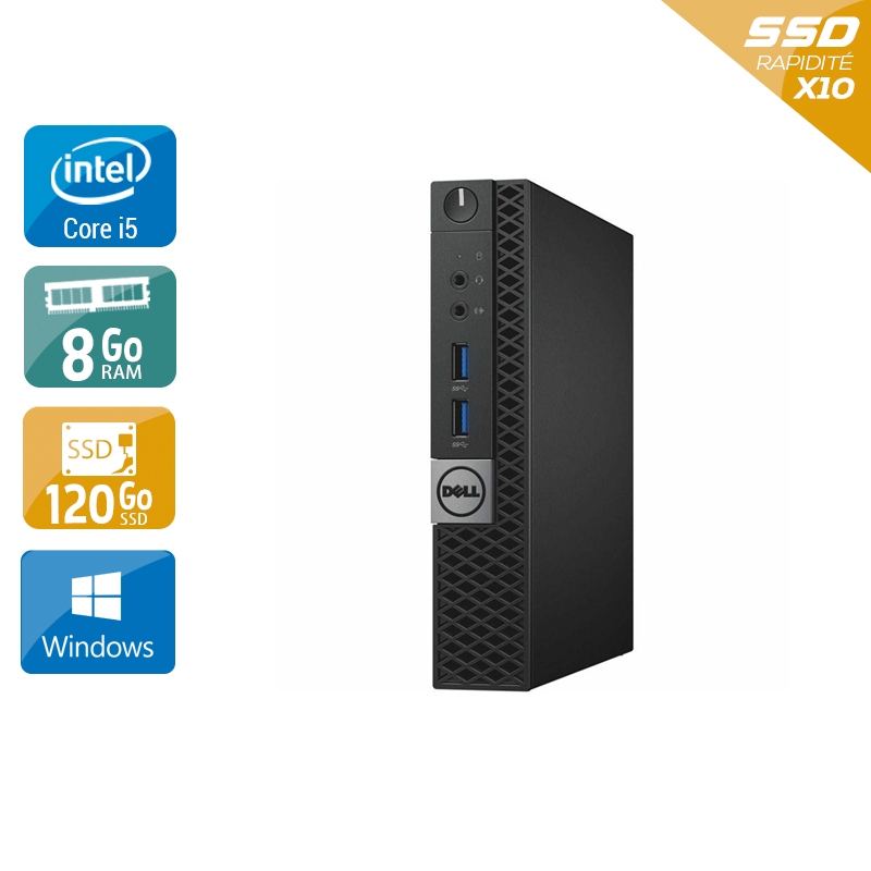 Dell Optiplex 7040 Tiny i5 Gen 6 8Go RAM 120Go SSD Windows 10
