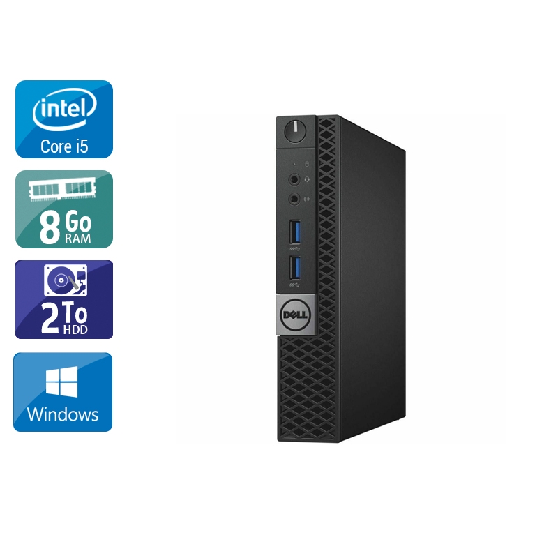 Dell Optiplex 7040 Tiny i5 Gen 6 8Go RAM 2To HDD Windows 10