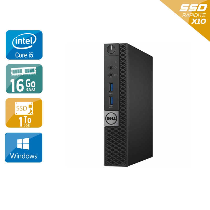 Dell Optiplex 7040 Tiny i5 Gen 6 16Go RAM 1To SSD Windows 10