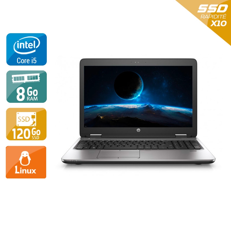 HP ProBook 650 G2 i5 Gen 6  - 8Go RAM 120Go SSD Linux